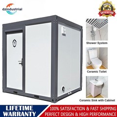 Outdoor Portable Restroom Mobile Toilet With Shower & Sink Garden Yard Bathroom