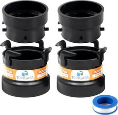 2 x Combo Pack RV Sewer Hose Fitting Adapter – PVC Connection 3 inches, Black