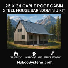 U.S. Made Fire Resistant 26 X 34 Cabin, Barndominium or Steel Home Kit