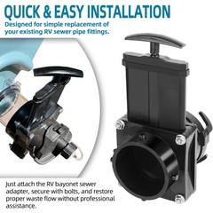 TonGass 3-Inch RV Waste Valve Body with Handle, Durable 3 Inch, Black