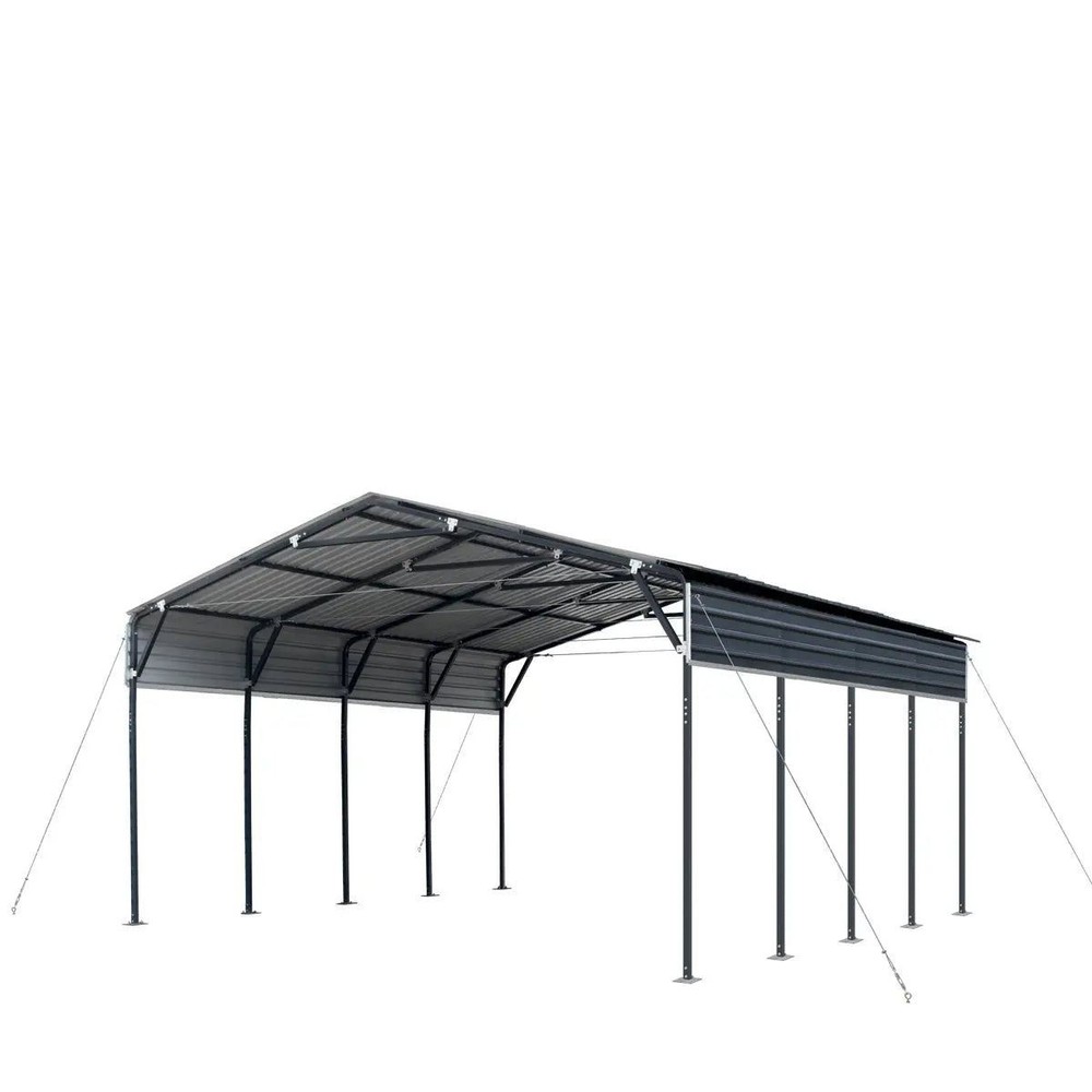 Galvanized Steel Carport 20’x20′, 10′ Open Sidewalls