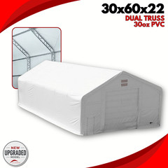 30’x60’x22′ HEAVY DUTY Dual Truss 30 oz PVC Fabric Storage Building