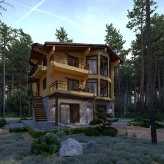 MODERN LOG HOUSE KIT #LH-190 ECO FRIENDLY WOOD PREFAB DIY BUILDING CABIN HOME