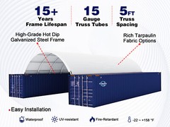 20’x40’x6.5′ PVC Canvas Fabric Building Shipping Container Canopy Shelter 18Oz