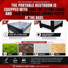 Portable Outdoor Toilet Cabin Mobile Restroom Single Stall with Sink & Vent Fan