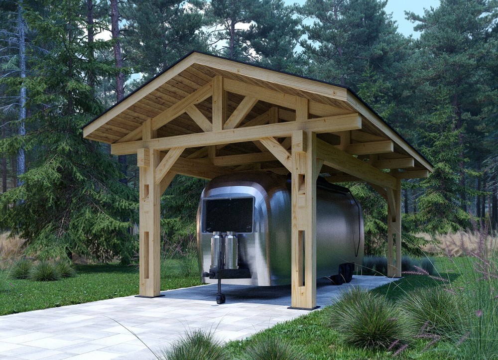 400 sq.ft. 13’x27′ PREMIUM HEAVY TIMBER CARPORT FOR RV CARS PAVILION WOOD PREFAB