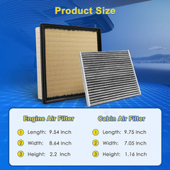 Cabin & Engine Air Filter Kit Fits 2024-2026 Tacoma L4 2.4L, 2025-2026 4Runne…