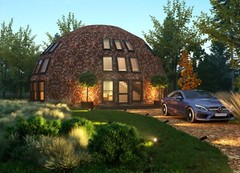 MOON HOUSE 45′ DIAM DOME FRAMING KIT 2345 sq.ft WOOD PREFAB DIY HOME PREFAB