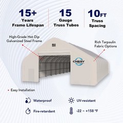 50x100x23 Double Truss Storage Building Shelter – Premium 26oz PVC Canvas Fabric