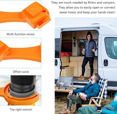 2 PCS RV Sewer Hose Wrench, Multi-Purpose Camper Fitting Orange