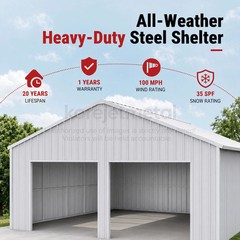 45′ x 25′ x 14′ Outdoor Storage Shed Reinforced Steel Structure Barn Car Garage