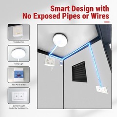 Portable Restroom Mobile Toilet Cabin Outdoor Shower Room w/Sink&Ventilation Fan