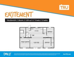 2023 Excitement by TRU 1159 sq ft 3 beds 2 baths