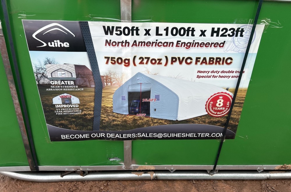 50x100x26 DUAL TRUSS 27 oz PVC Canvas Fabric Storage Building Shelter Barn Shop