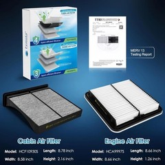 Cabin & Engine Air Filter Kit, CF10930& CA9997, Lab Certified MERV 13, Pre-Oiled