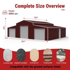 42’x30’x13′ Metal Garage Shed Barn Outdoor Storage Heavy Duty Galvanized Steel