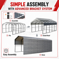 20x30ft Heavy Duty Metal Garage Carport Vehicle Shelter Storage