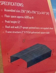 Carport CP2030 With Covered Sides, 20ft x 30ft x 12ft Steel, LOCAL PICKUP ONLY