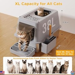 Extra Large Stainless Steel Cat Litter Box with Lid – High-Sided, Covered Access