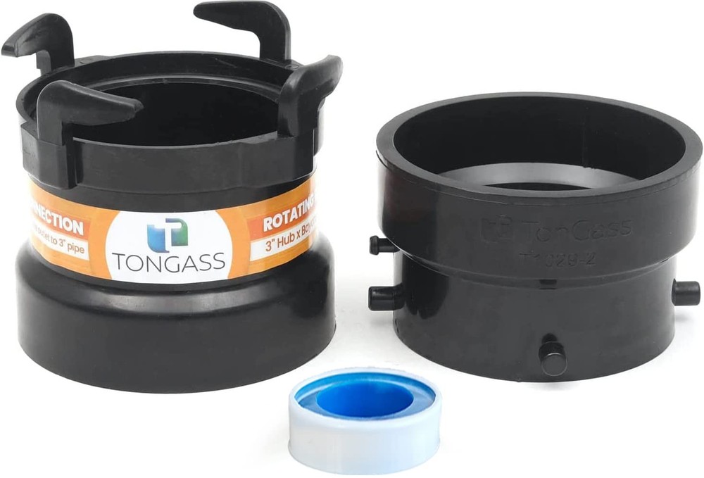 TonGass (Combo Pack) RV Sewer Hose Fitting Adapter Not Threaded Port, Black