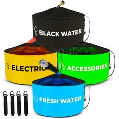 DanDee 4-PACK Waterproof Storage Bags for RV, Sewer Hose, 18″ Diameter, Black