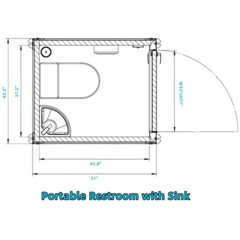 Bastone Portable Restroom w/ Sink, Flush Toilet & Vent Fan for Outdoor Use