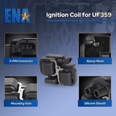 ENA Set of 6 Ignition Coil with 12 Iridium Spark Plug and Wire Set Compatible…