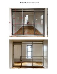 Office Partition/Glass Aluminum Walls w/Doors DEINSTALLATION & REMOVAL REQUIRED