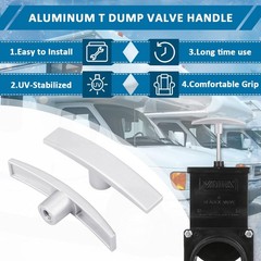 SAQXK 2pcs Aluminum T Handle RV Camper Waste Valve Handles T1003-6MN, White