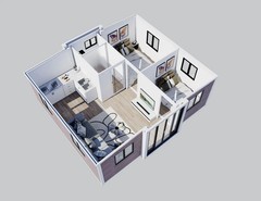 Portable Prefabricated Tiny Home 19Ft X 20Ft, Mobile Expandable Prefab House
