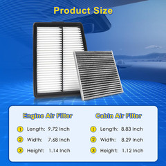 Cabin & Engine Air Filter Kit for 2021-2026 Santa Fe 1.6L, 2022-2026 Tucson 1.6L