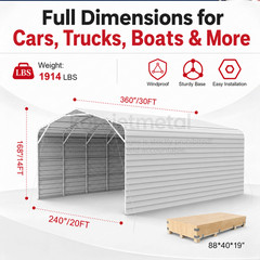20x30ft Heavy Duty Metal Garage Carport Vehicle Shelter Storage