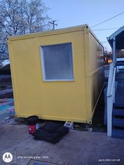 Yellow Modular Prefabricated Building, Modern Architecture, Metal Wood, Glass D…