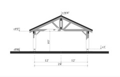 24’x24′ (576 sq.ft.) HEAVY TIMBER CARPORT FOR 2 VEHICLES CARS PREFAB WOOD CANOPY