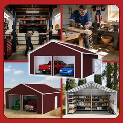 45 x 25FT Metal Garage Barn Shed Durable Outdoor Steel Structure Storage Shed