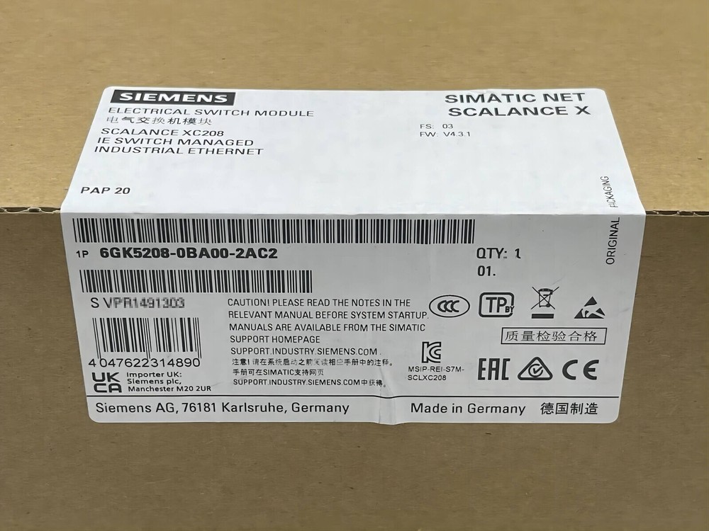 New SIEMENS 6GK5208-0BA00-2AC2 6GK52080BA002AC2 PLC Module