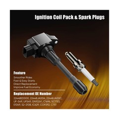 Ignition Coil Pack and Iridium Spark Plug for 2007-2019 Nissan Altima Cube Ro…
