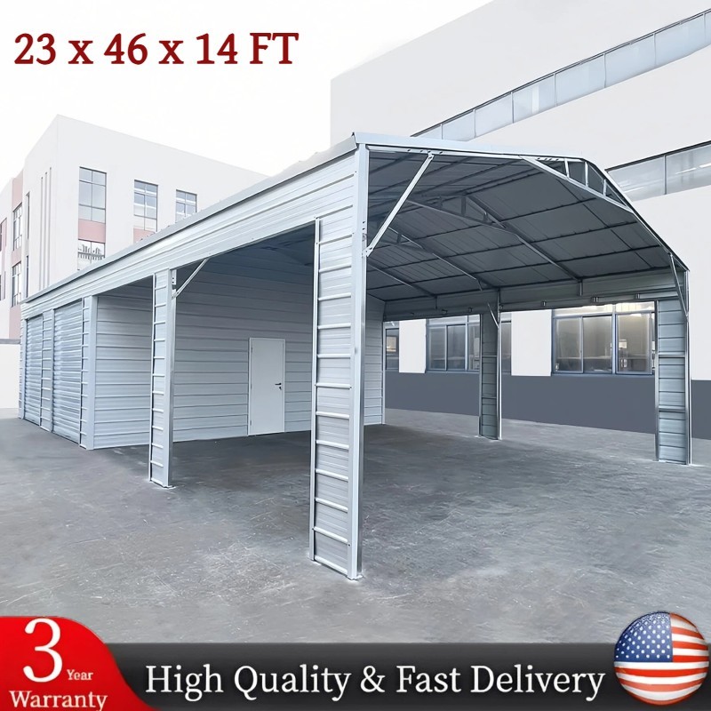 23’x46’x 14′ Metal Car Garage Heavy Duty Galvanized Steel Storage Shed w/2 Doors