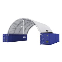 Fortified 40x40x15FT Shipping Container Shelter (18 oz PVC) Cover | Double Truss