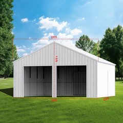 22′ x 23′ Double Garage Steel Barn Shed Outdoor Heavy Duty Carport Storage Shed