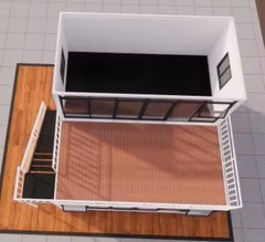 2 Story Glass Walls With Balcony, Kitchen, Bathroom