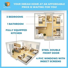 Expandable Prefab Tiny Home – 3 Beds, 1 Bath – $29,875 (Delivered + Installed)