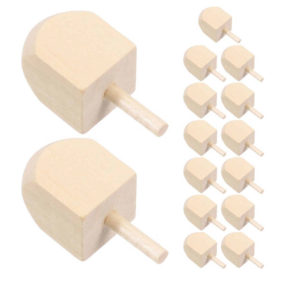 15Pcs Unfinished Wood Dreidels DIY Hanukkah Wooden Spinning Tops Light Yellow