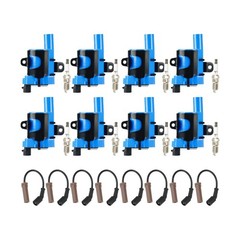 Round Ignition Coil Pack + Iridium Spark Plugs + Wire for Chevy Tahoe Avalanc…