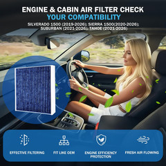 Cabin&Engine Air Filter Accessories for for Silverado 1500(2019-2026), Sierra 15