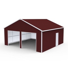 22′ x 23′ Metal Car Garage/Outdoor Storage Shed Galvanized Steel Barn Red