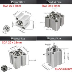 SDA 16/20/25mm Bore Thin Pneumatic Air Cylinder 5~100mm Stroke Double Acting Lot