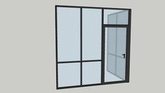 CGP Reeded Glass 2-Wall Partition System w/Door, 12′ x 6′ x 9′, Black