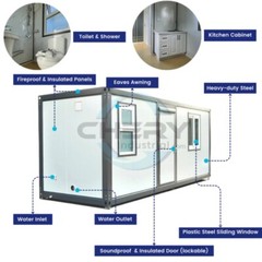 7ftx20ft Portable Office w/ Bathroom Steel Frame Double-Glazed Openable Windows
