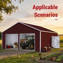 22′ x 23′ x 13′ Metal Car Garage/Outdoor Storage Shed Galvanized Steel Barn Red